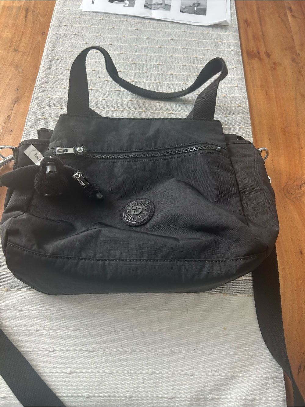 Kipling Gray Nylon Crossbody with Logo Patch